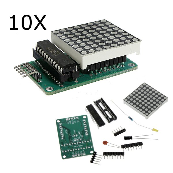 10Pcs MAX7219 Dot Matrix Module DIY Kit 5V 8*8 SCM Control Board For Arduino 1
