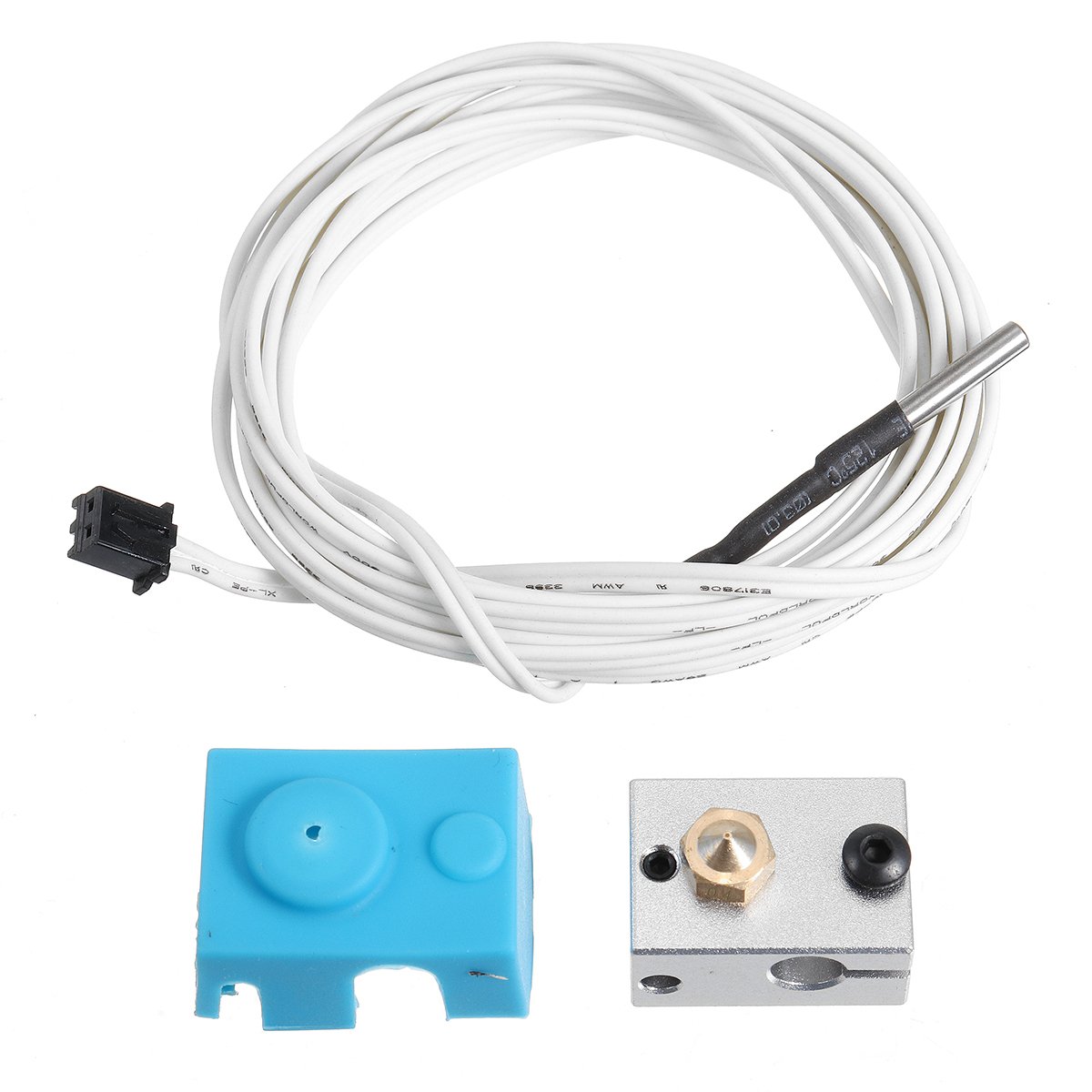 V6 PT100 Aluminum Block Silicone Case Kit with 2m Thermistor Wire for 3D Printer 1