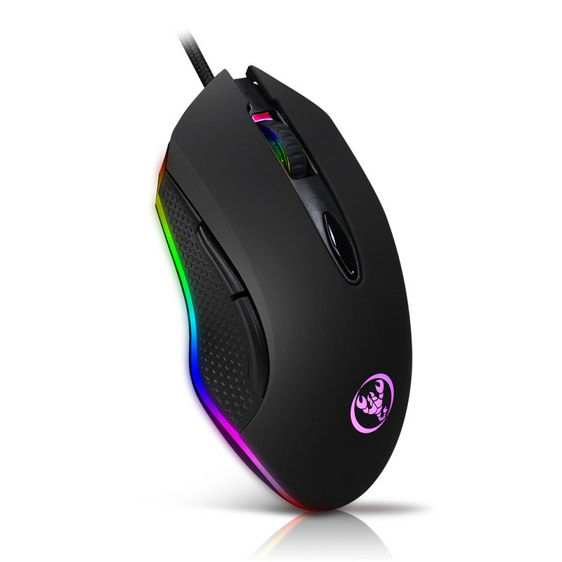 HXSJ S500 RGB Backlit Gaming Mouse 6 Buttons 4800DPI Optical USB Wired Mice Macros Define 2