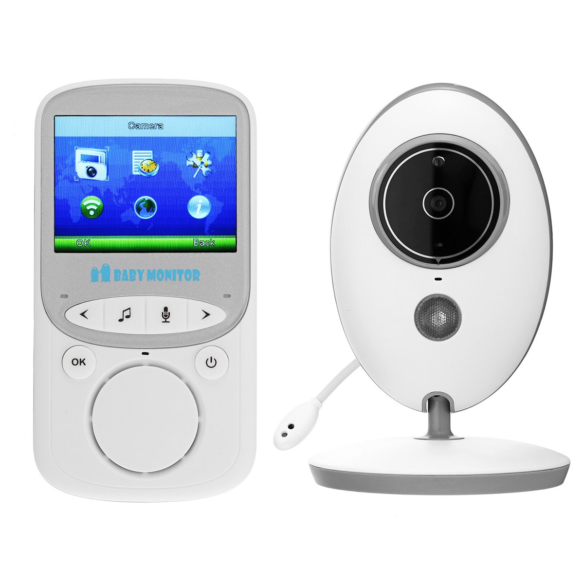 Wireless Baby Monitors 2.4GHz Color LCD Audio Talk Night Vision Video Temperature Music Player 2