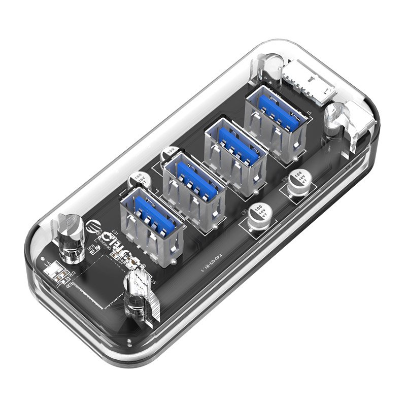Orico F4U-U3 Transparent 4-Port USB 3.0 Hub with Dual-port Power Supply 1 Orico F4U-U3 Transparent 4-Port USB 3.0 Hub with Dual-port Power Supply