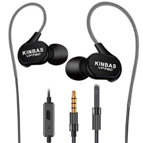 KINBAS VP790 3.5mm Wired Control HiFi Deep Bass In-Ear Metal Earphone with Builit-in Mic 2