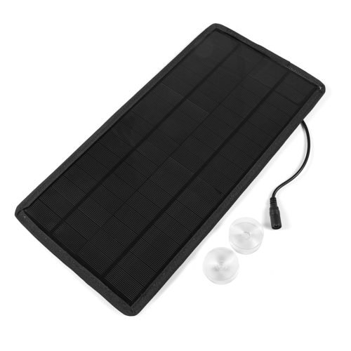 12W 12V/5V Dual Output Monocrystalline Silicon Solar Panel Charger with Suction Cups/Alligator Clip 3