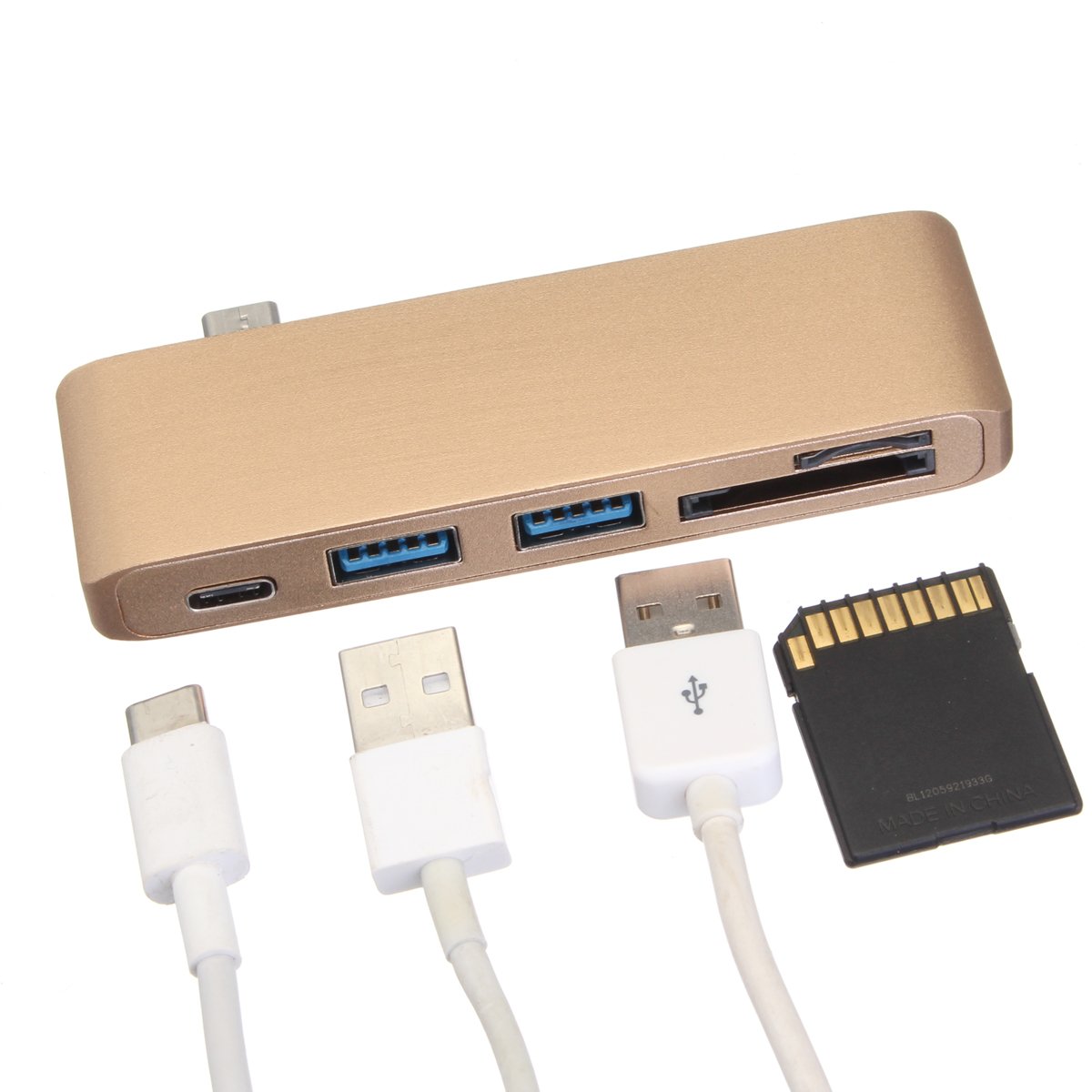 Multifunction USB Hub Type-C to Type-C USB 3.0 2Ports TF SD Card Reader for Laptop PC 1