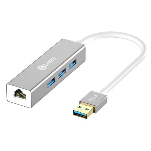 Biaze ZH17 Aluminum Alloy USB 3.0 to 3-Port USB 3.0 + 1000Mbps Gigabit RJ45 Ethernet Hub 1