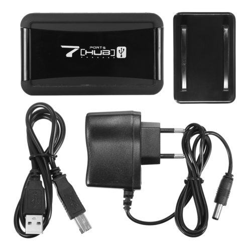 EU/US Vertical 7 Port USB 2.0 High Speed Hub+AC Power Supply Adapter For Raspberry Pi PC 2