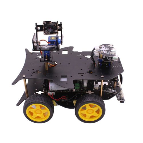 4WD Wireless WIFI Video Robot Car Kit for Raspberry Pi 3B/3B+ Support Programming/Bluetooth 4.0+Wifi/Remote Control with 2DOF Camera Pan/Tilt & 4P 4