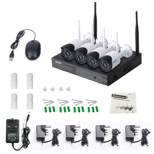 ESCAM WNK404 4CH 720P Outdoor IR Video Wireless Surveillance Security IP Camera CCTV NVR System Kit 12