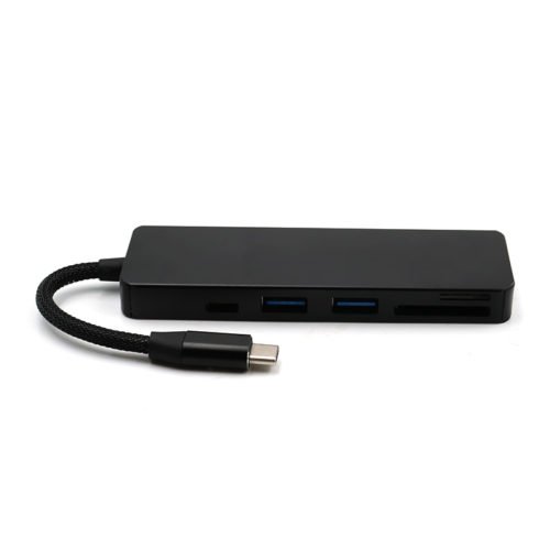 5-in-1 Type-C to 2-Port USB 3.0 Type-C PD Charge Hub SD TF Card Reader Support OTG Function 7