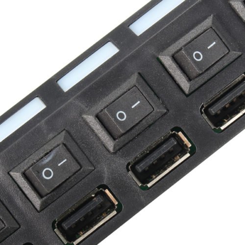 7 Port High Speed USB 2.0 Hub + AC Power Adapter ON/OFF Switch For PC Laptop MAC 8