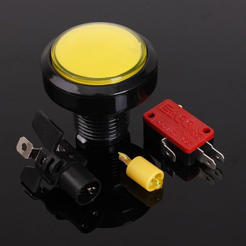 5Pcs Yellow 45mm Arcade Video Game Big Round Push Button LED Lighted Illuminated Lamp 8