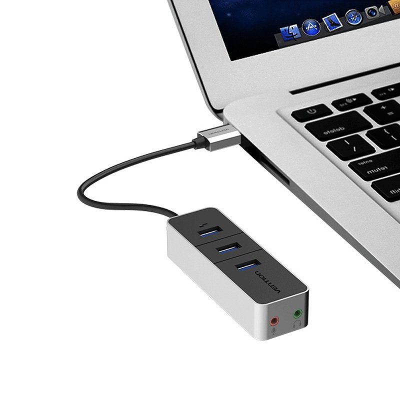 Vention VAS-J46 High Speed 3-Port USB 3.0 Audio External Sound Card Hub 7 Vention VAS-J46 High Speed 3-Port USB 3.0 Audio External Sound Card Hub - Image 7