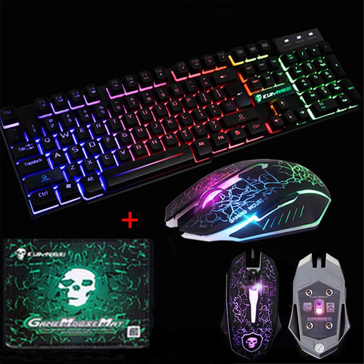 LED Backlit Gaming Keyboard+2400DPI Mouse Sets+Mouse Pad USB Wired Keyboard Set 1