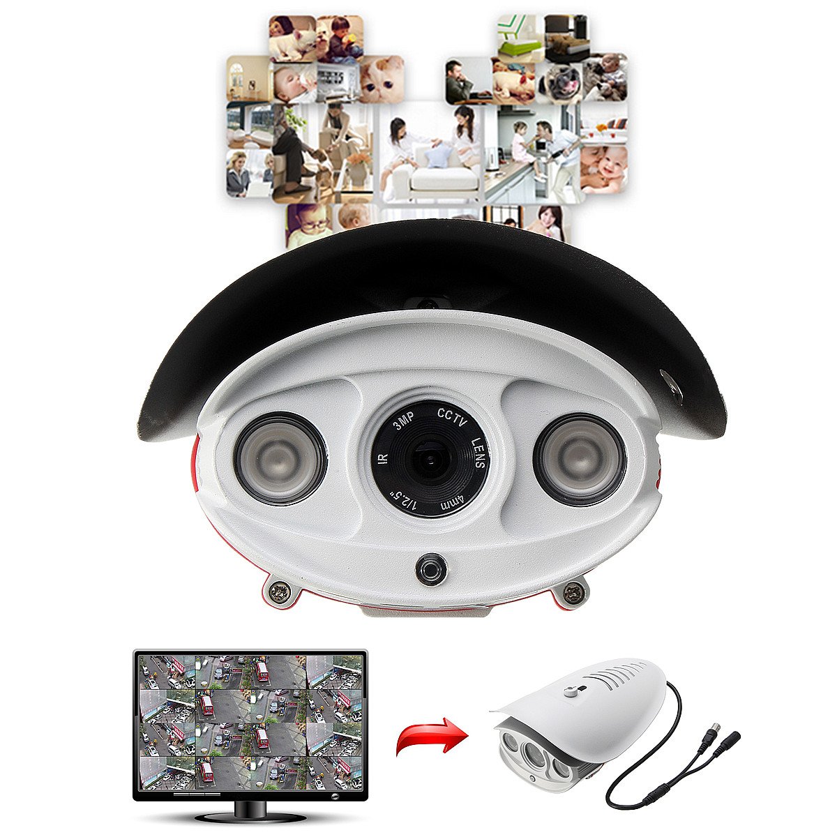 Aluminum Waterproof 1080P HD 12V Outdoor Camera Home Security Monitor IR Night Vision NTSC 10 Aluminum Waterproof 1080P HD 12V Outdoor Camera Home Security Monitor IR Night Vision NTSC - Image 10