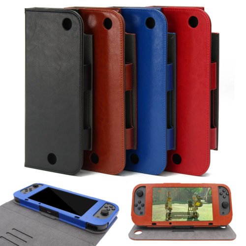 Magnetic PU Leather Protective Case Cover Skin Sleeve Stand For Nintendo Switch Game Console 9