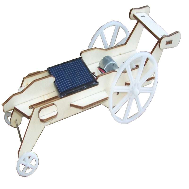 DIY Assembled Solar Wooden Toy Lunar Rover Car With Solar Plane & Motor 1