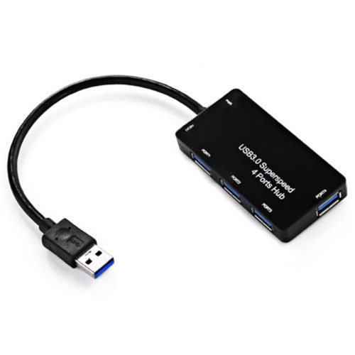 5Gbps Hi-Speed USB 3.0 4-Port Splitter Hub Adapter With DC 5V Port 2