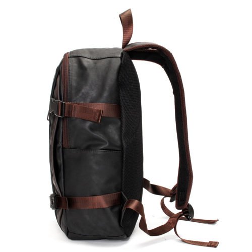 Men Vintage PU Leather Zipper Laptop Travel School Outdoor Backpack Bag Rucksack 5