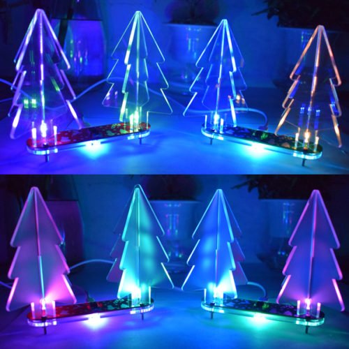 Geekcreit® DIY Full Color Changing LED Acrylic 3D Christmas Tree Electronic Learning Kit 2