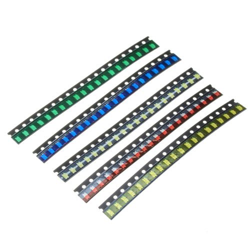 300Pcs 5 Colors 60 Each 1206 LED Diode Assortment SMD LED Diode Kit Green/RED/White/Blue/Yellow 2