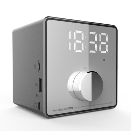 Mini Alarm Clock Bluetooth Recording Repeater Speaker Shock Bass HIFI Music Player Support FM TF USB 1