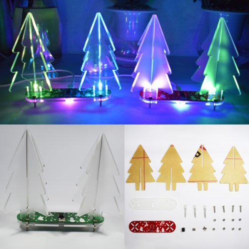 Geekcreit® DIY Full Color Changing LED Acrylic 3D Christmas Tree Electronic Learning Kit 1