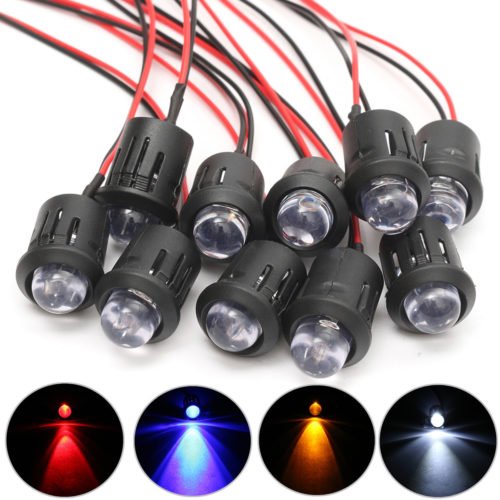 10Pcs 12V 10mm Ultra Bright Pre-wired Constant LEDs Water Clear LED 1