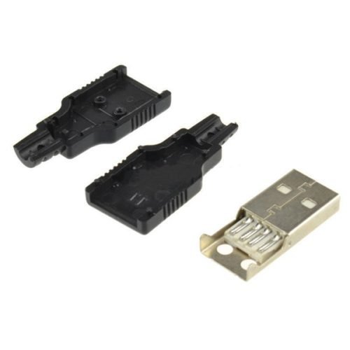 50pcs USB2.0 Type-A Plug 4-pin Male Adapter Connector Jack With Black Plastic Cover 1