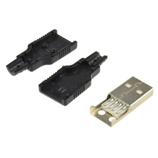 50pcs USB2.0 Type-A Plug 4-pin Male Adapter Connector Jack With Black Plastic Cover 2