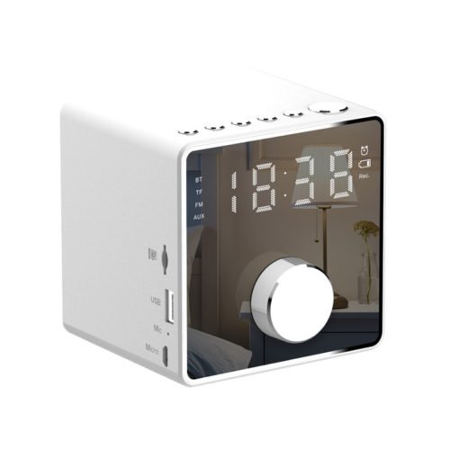 Mini Alarm Clock Bluetooth Recording Repeater Speaker Shock Bass HIFI Music Player Support FM TF USB 6