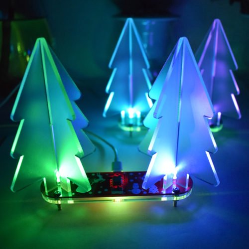 Geekcreit® DIY Full Color Changing LED Acrylic 3D Christmas Tree Electronic Learning Kit 4