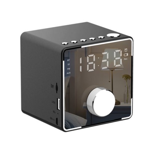 Mini Alarm Clock Bluetooth Recording Repeater Speaker Shock Bass HIFI Music Player Support FM TF USB 4
