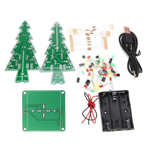 5Pcs Geekcreit® DIY Christmas Tree LED Flash Kit 3D Electronic Learning Kit 4