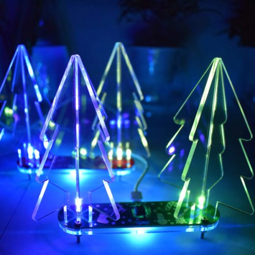 Geekcreit® DIY Full Color Changing LED Acrylic 3D Christmas Tree Electronic Learning Kit 3