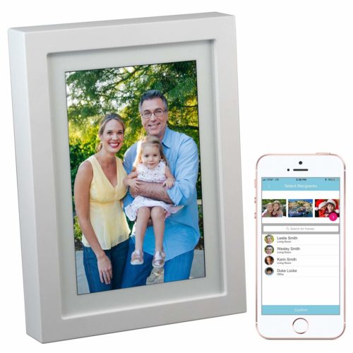 PhotoSpring (16GB) 10-Inch IPS, WiFi, Touchscreen, Battery, iPhone & Android App, Photo & Video, Picture Frame (White) 15,000 Photo Capacity 50