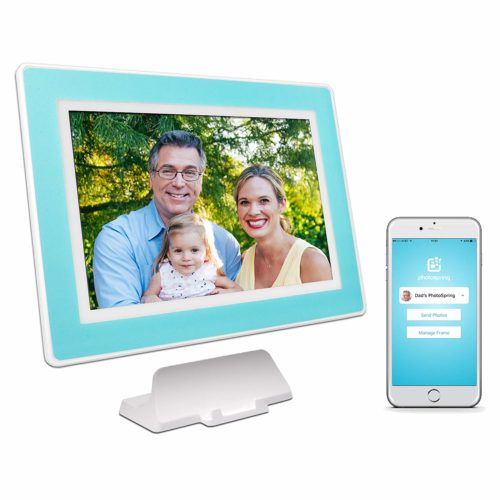 PhotoSpring (16GB) 10-Inch IPS, WiFi, Touchscreen, Battery, iPhone & Android App, Photo & Video, Picture Frame (White) 15,000 Photo Capacity 9