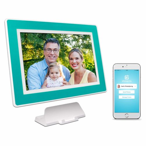 PhotoSpring (16GB) 10-Inch IPS, WiFi, Touchscreen, Battery, iPhone & Android App, Photo & Video, Picture Frame (White) 15,000 Photo Capacity 7
