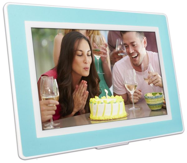 PhotoSpring (16GB) 10-Inch IPS, WiFi, Touchscreen, Battery, iPhone & Android App, Photo & Video, Picture Frame (White) 15,000 Photo Capacity 13