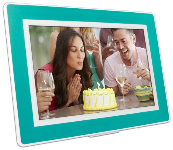 PhotoSpring (16GB) 10-Inch IPS, WiFi, Touchscreen, Battery, iPhone & Android App, Photo & Video, Picture Frame (White) 15,000 Photo Capacity 5