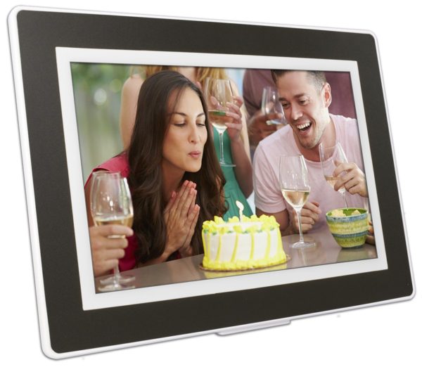 PhotoSpring (16GB) 10-Inch IPS, WiFi, Touchscreen, Battery, iPhone & Android App, Photo & Video, Picture Frame (White) 15,000 Photo Capacity 20