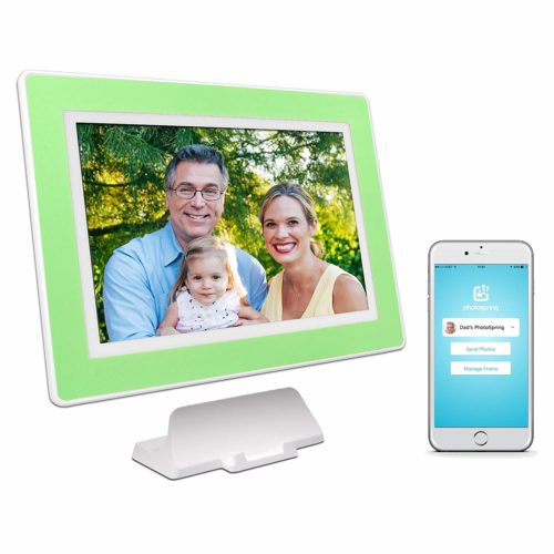 PhotoSpring (16GB) 10-Inch IPS, WiFi, Touchscreen, Battery, iPhone & Android App, Photo & Video, Picture Frame (White) 15,000 Photo Capacity 35