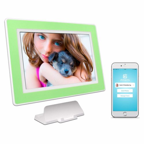 PhotoSpring (16GB) 10-Inch IPS, WiFi, Touchscreen, Battery, iPhone & Android App, Photo & Video, Picture Frame (White) 15,000 Photo Capacity 40