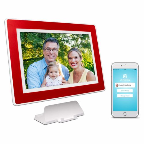 PhotoSpring (16GB) 10-Inch IPS, WiFi, Touchscreen, Battery, iPhone & Android App, Photo & Video, Picture Frame (White) 15,000 Photo Capacity 27