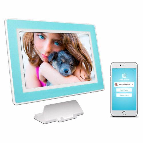 PhotoSpring (16GB) 10-Inch IPS, WiFi, Touchscreen, Battery, iPhone & Android App, Photo & Video, Picture Frame (White) 15,000 Photo Capacity 14