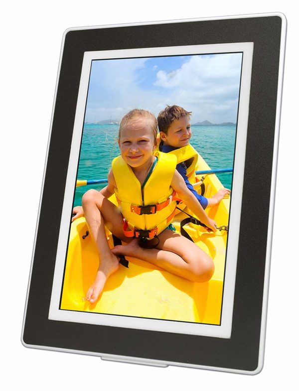 PhotoSpring (16GB) 10-Inch IPS, WiFi, Touchscreen, Battery, iPhone & Android App, Photo & Video, Picture Frame (White) 15,000 Photo Capacity 17