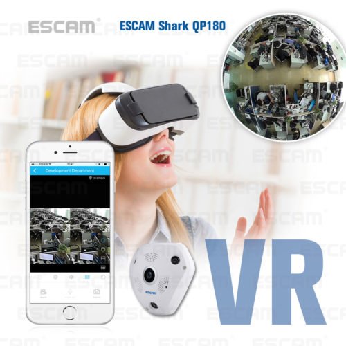 ESCAM Fisheye Camera Support VR QP180 Shark 960P IP WiFi Camera 1.3MP 360 Degree Panoramic Infrared Night Vision Camera 12