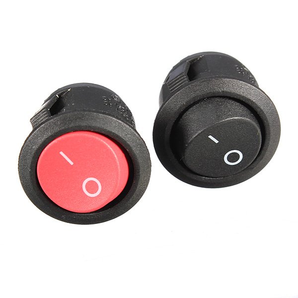Mini Round Black 2 Pin SPST ON-OFF Rocker Switch Button 1