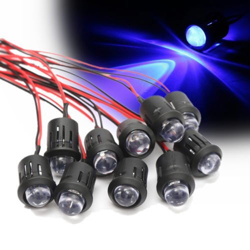 10Pcs 12V 10mm Ultra Bright Pre-wired Constant LEDs Water Clear LED 4