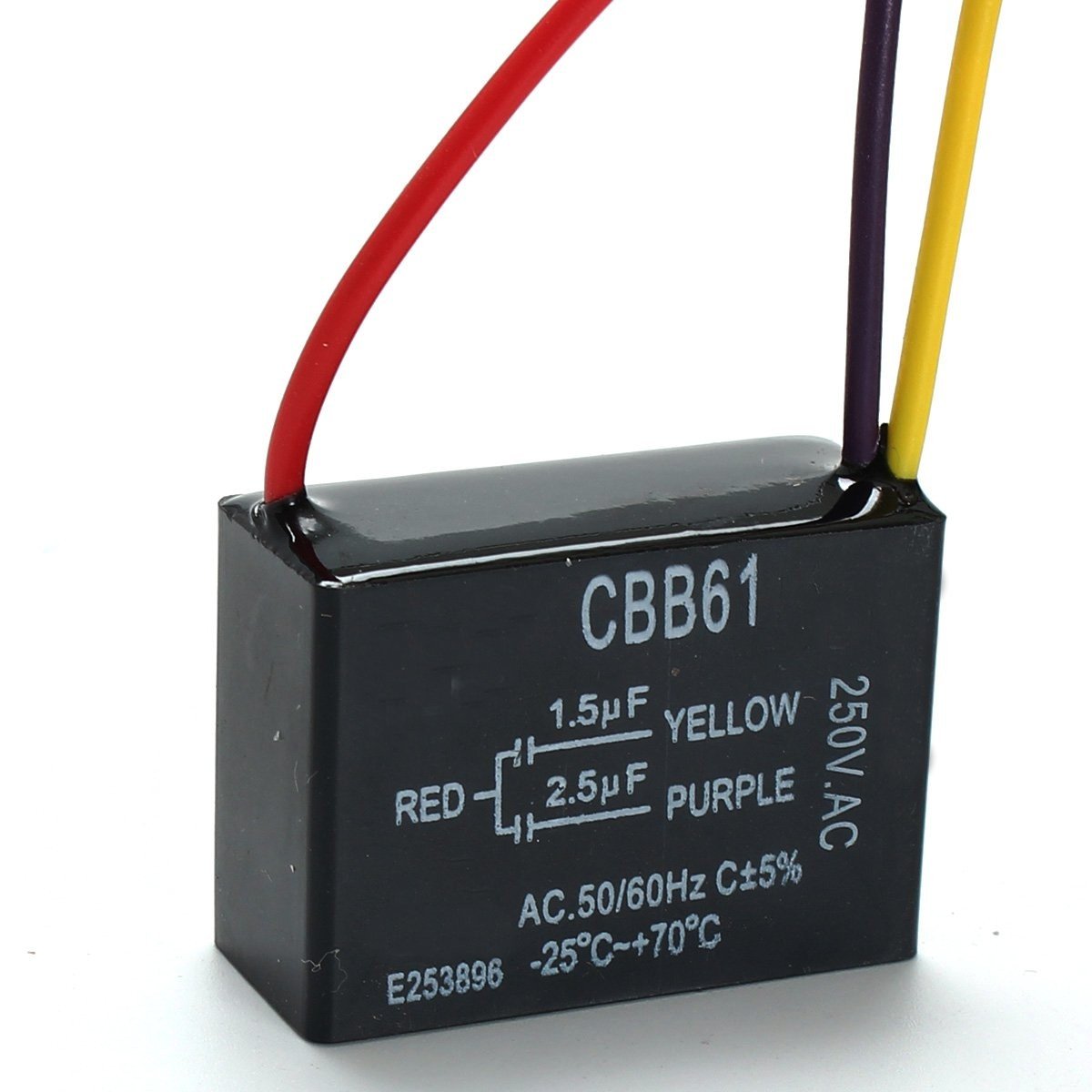 CBB61 1.5uF+2.5uF 3 WIRE 250VAC Ceiling Fan Capacitor 3 Wires 2