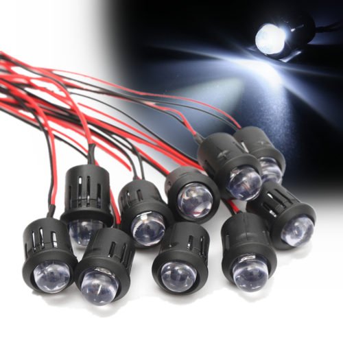 10Pcs 12V 10mm Ultra Bright Pre-wired Constant LEDs Water Clear LED 2